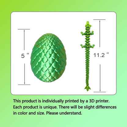 3D Printed Dragon Egg, 3D Printed Articulated Dragon Eggs with Dragon Inside, Crystal Dragon Fidget Toy, Adults Fidget Toys, Mystery Dragon Egg for Autism and ADHD（Laser Yellow Green）