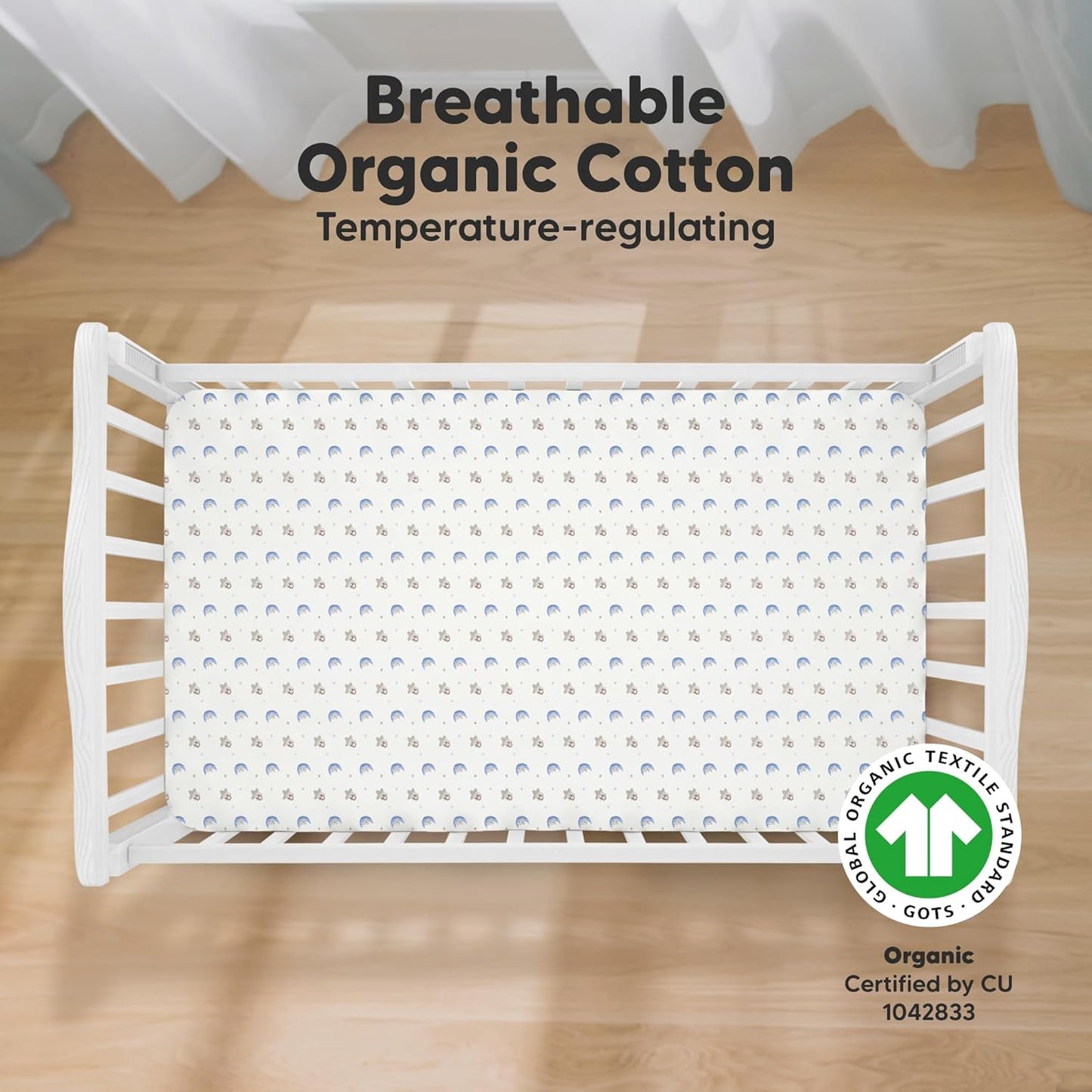 KeaBabies 2-Pack Organic Crib Sheets for Boys, Girls - 52x28 Fitted Crib Mattress Sheet Neutral