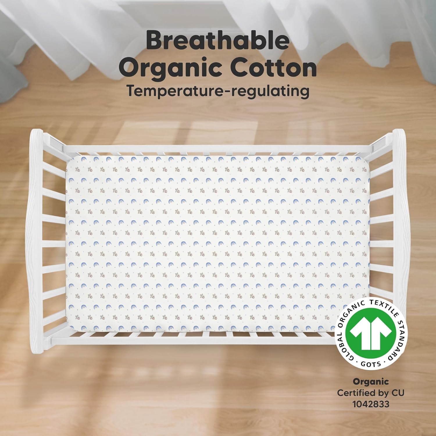 KeaBabies 2-Pack Organic Crib Sheets for Boys, Girls - 52x28 Fitted Crib Mattress Sheet Neutral