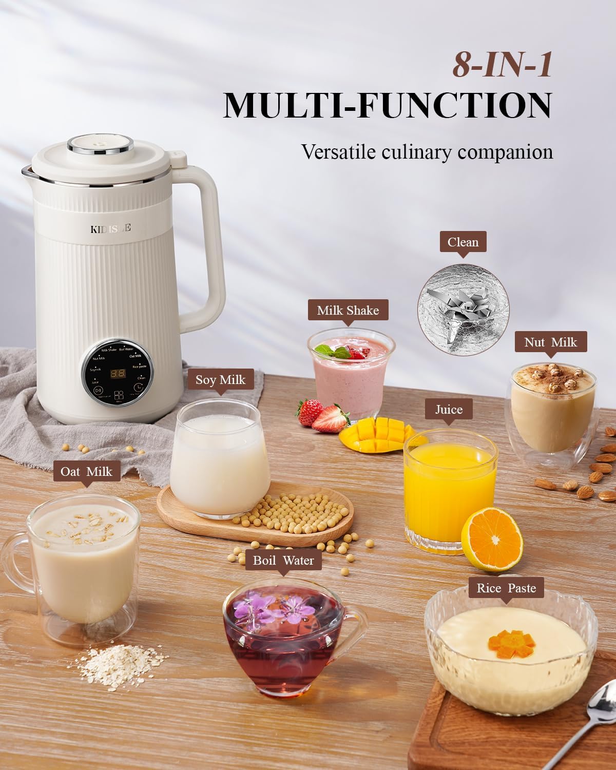 8 in 1 Nut Milk Maker Blender, 32oz Homemade Soy, Almond, Oat, Coconut, Plant Based and Non Dairy