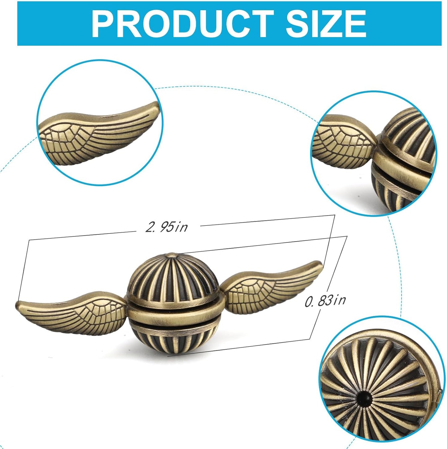 Brass Fidget Spinner Orb Anxiety Toy, Stress Relief Spin Fidgets Hand Bearing Tri Spinner for Kids Adults, Cool Ball Fingertip Gyro Spinning Top Novelty Gift for School Home Office (1PCS)