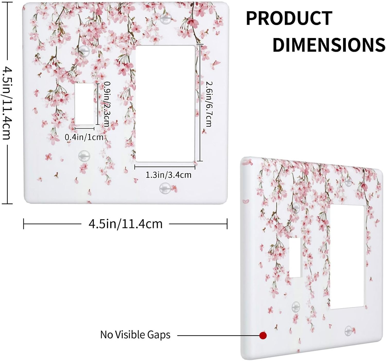 Outlet Covers Sakura Plant Floral Pink Flowers 1 Toggle 1 Rocker Combination Decorative Wall Plate