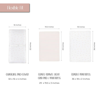 Ely’s & Co. Changing Pad Cover, Diaper Changing Table Sheets, 2 Pack, Cradle Sheet Set for Baby Girls, 100% Jersey Knit Cotton, Pink Tulip Collection, 32”x16”x5”