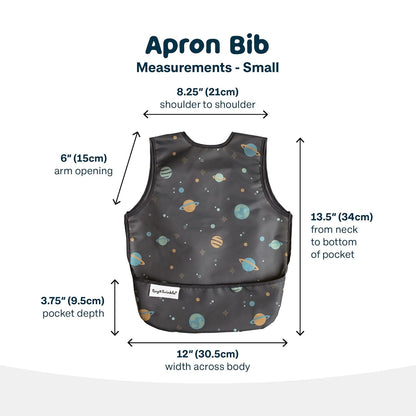 Tiny Twinkle Mess Proof Baby Bib - Waterproof & Lightweight Baby-Led Weaning Apron | 100% Recycled Polyester, Easy Clean & Machine Washable (Space, Small 6-24 Months)