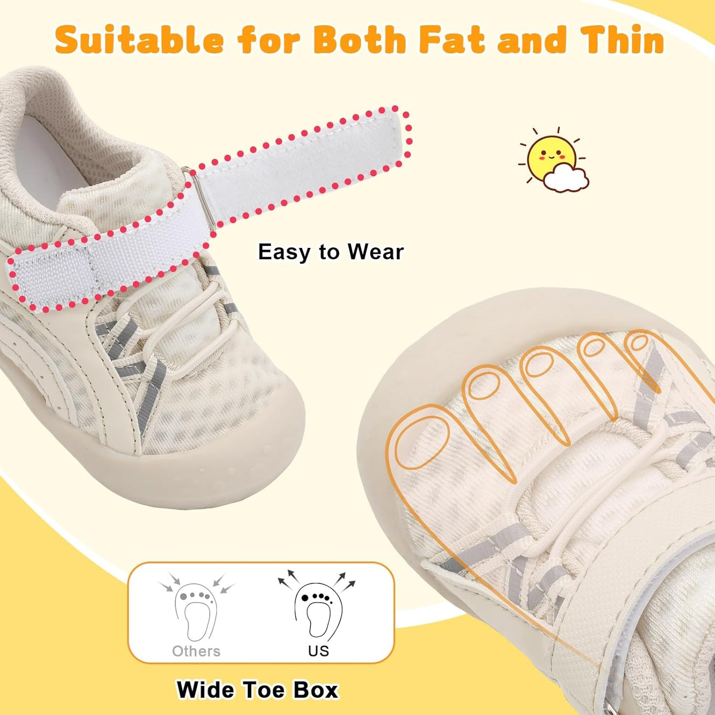 FEETCITY Wide Baby Shoes Boys Girls Baby Barefoot Shoes Breathable Infant Walking Shoe Crib Sock Shoe Toddler Sneakers Flexible