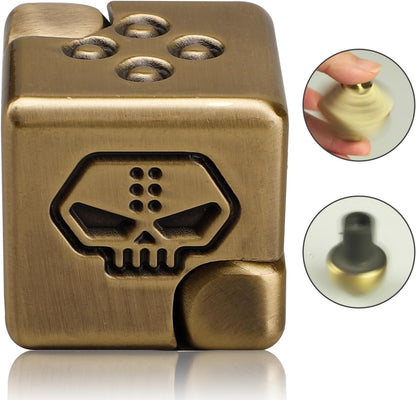 Metal Infinity Cube Fidget Spinner for Kids Adults, 2-in-1 Magnet Dice Fidget Hand Toys Focus Finger Spinning Toy, Stress Relief Hand Spinner for Boys Men, Kinetic Desk Toy for Autism Anti Anxiety