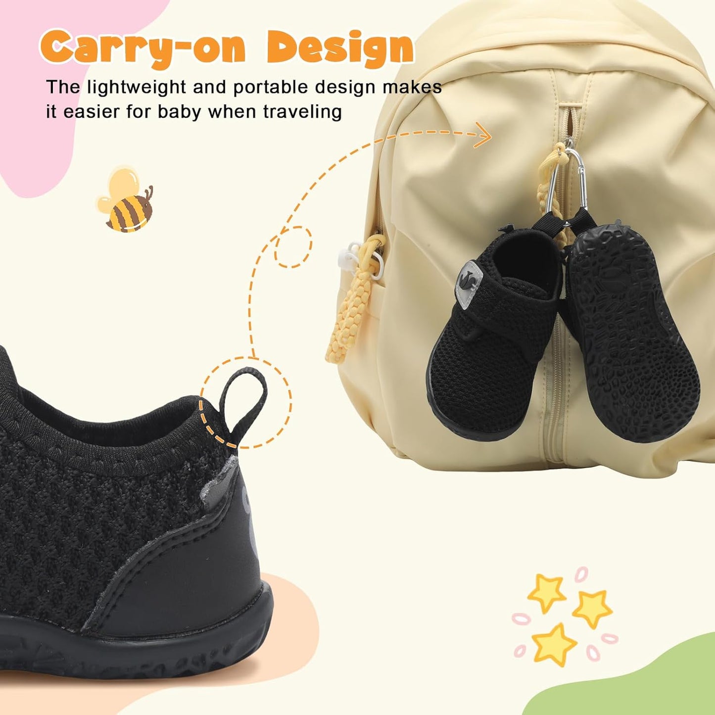 FEETCITY Baby Walking Shoes Barefoot Baby Shoes Infant Sneakers Newborn Crib Shoe Lightweight Flexible Slip On Shoe