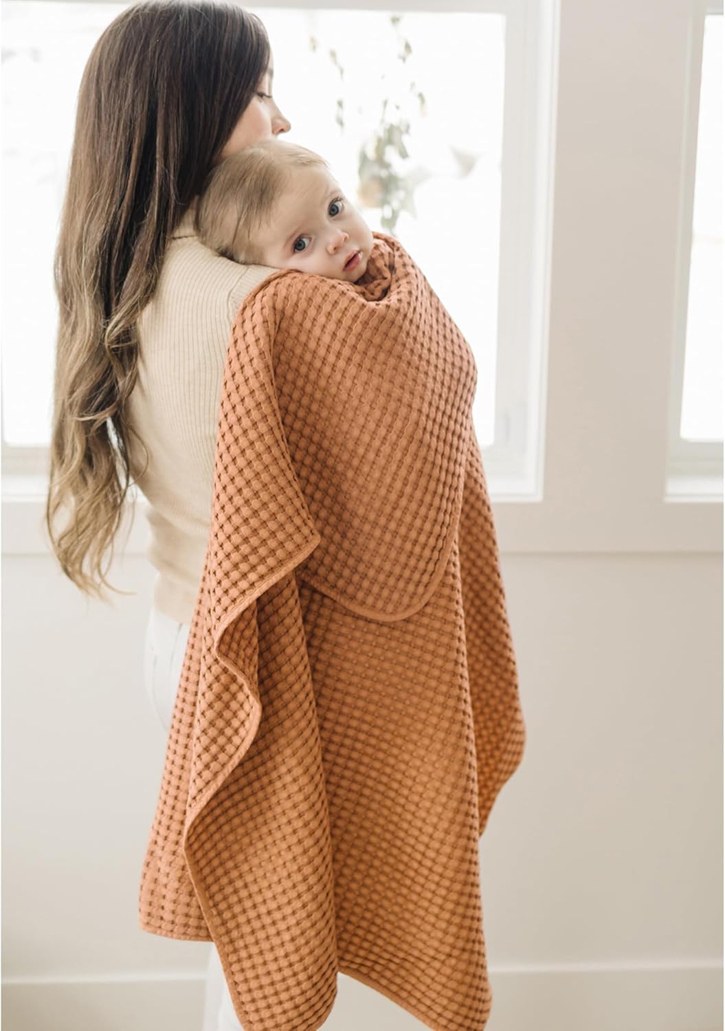 Konssy Waffle Baby Blanket - Soft & Cozy Nursery Swaddle Blanket, Lightweight Toddler Throw for