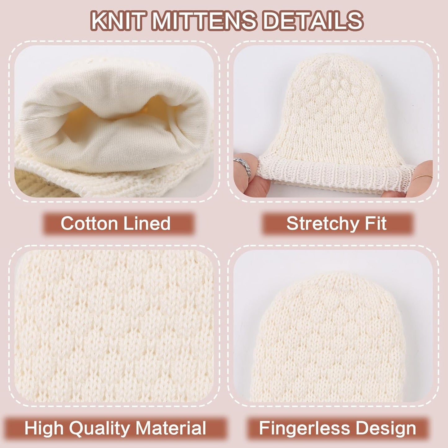 Baby Knit Mittens Toddler Boys Girls Gloves Winter Infant Newborn No Scratch Mitten 0-3 Years