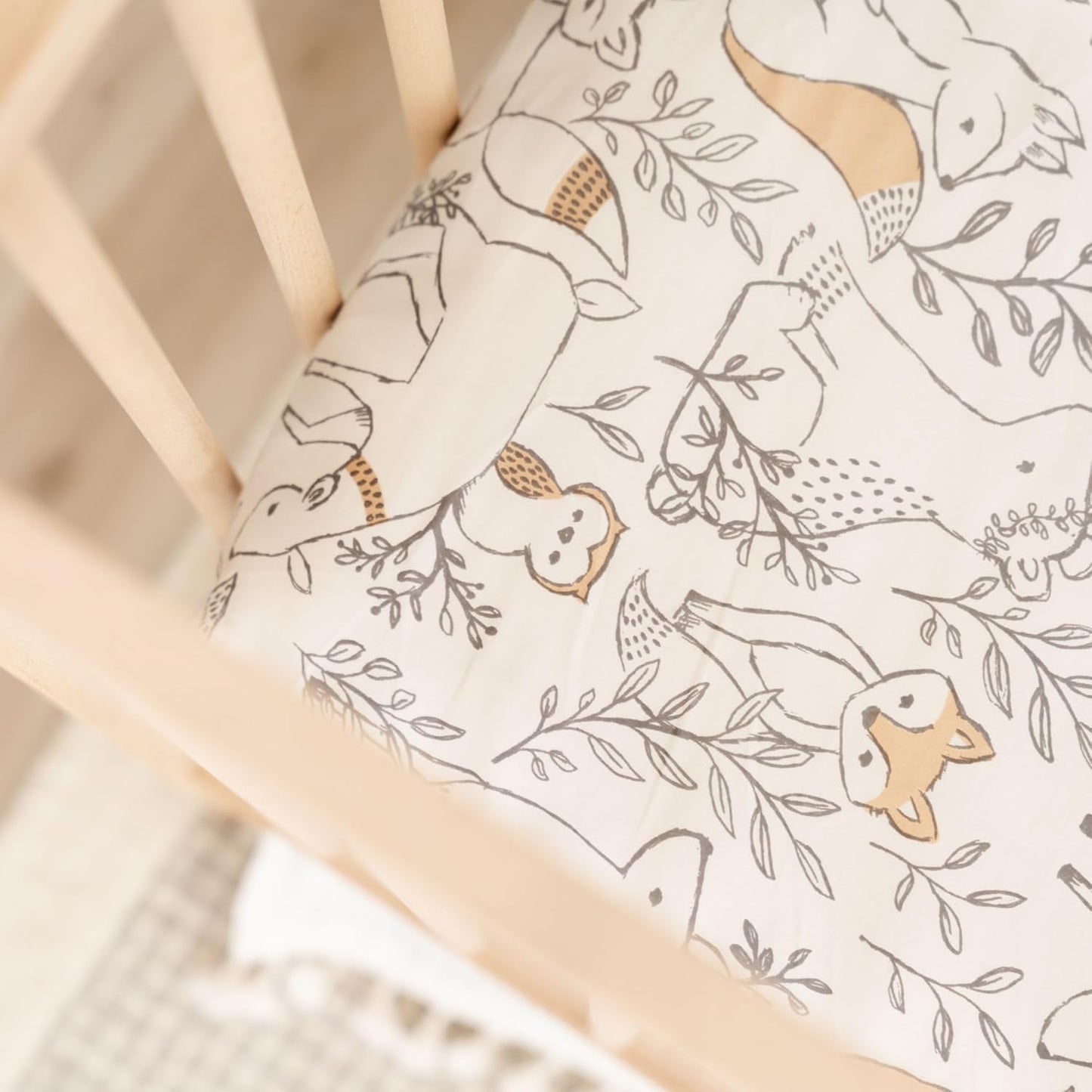 Crane Baby 100% Cotton Sateen Fitted Baby Sheets, Breathable, Fits 28X52 Standard Mattress, Gender