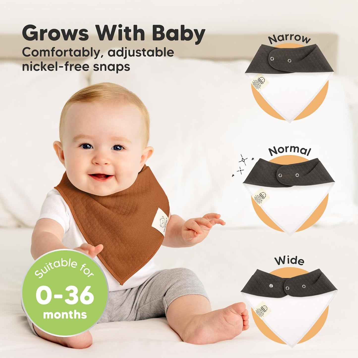 KeaBabies 8-Pack Bandana Bibs for Baby Girls, Boys - Organic Cotton Baby Bibs for Drooling & Teething Newborn, Toddler, Infant 0-36 Months, Extra Soft, Absorbent Cloth with Snaps (Basics)