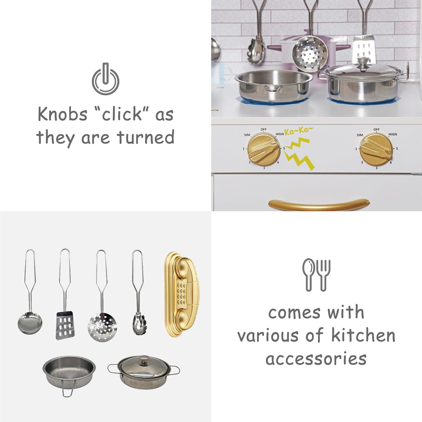 Kids Children Pretend Toy for Babies, Kitchen Playset & Play Kitchen Toy Set with Light, Sink with