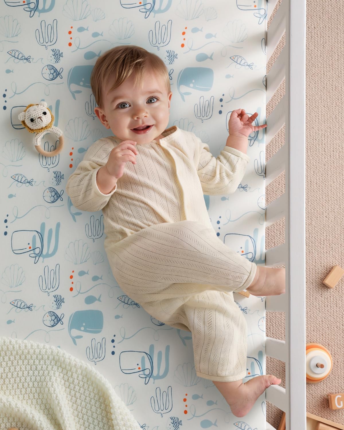 Yoofoss Baby Crib Sheets 2 Pack for Boys and Girls - 52x28 Fitted Crib Sheet Neutral Fits for