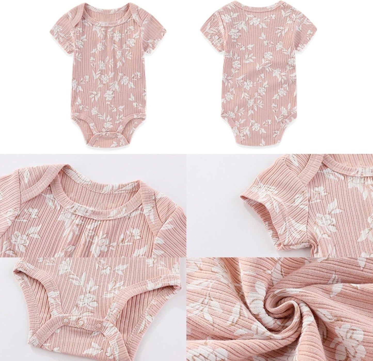 Four Seasons Baby Boy Girl Bodysuits 5-Pack Cotton Comfort Short Sleeve Baby Clothes Soft Infant Outfits