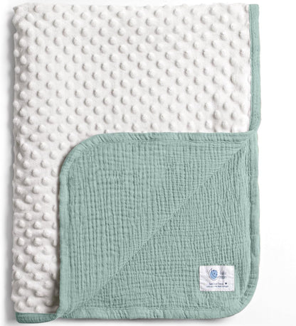 lulumoon Baby Blanket for Newborn Receiving: Minky Dot & Muslin Lightweight - Thermal Blanket Gift