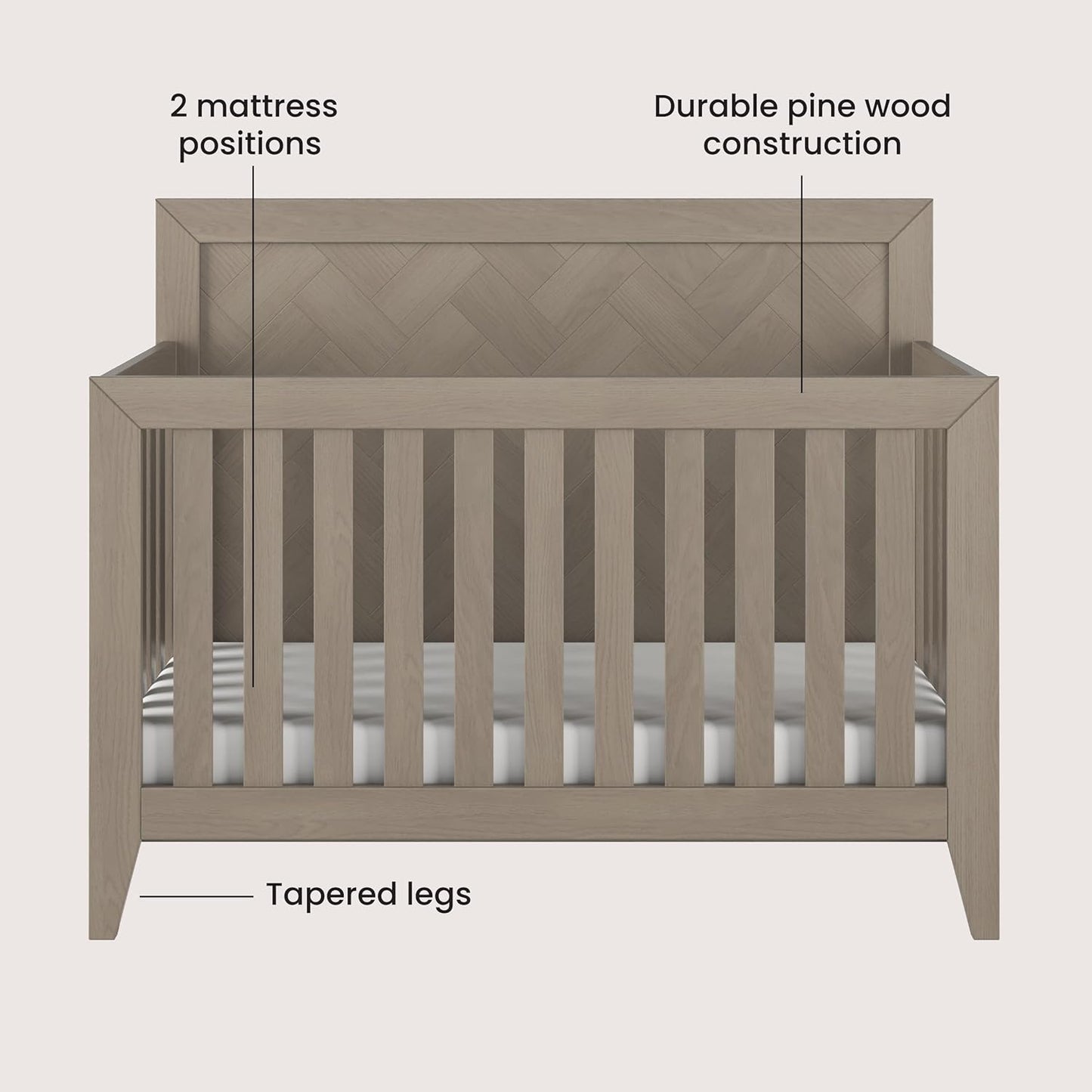 Child Craft Kieran 4-in-1 Convertible Crib, Baby Crib Converts to Day Bed, Toddler Bed and Full