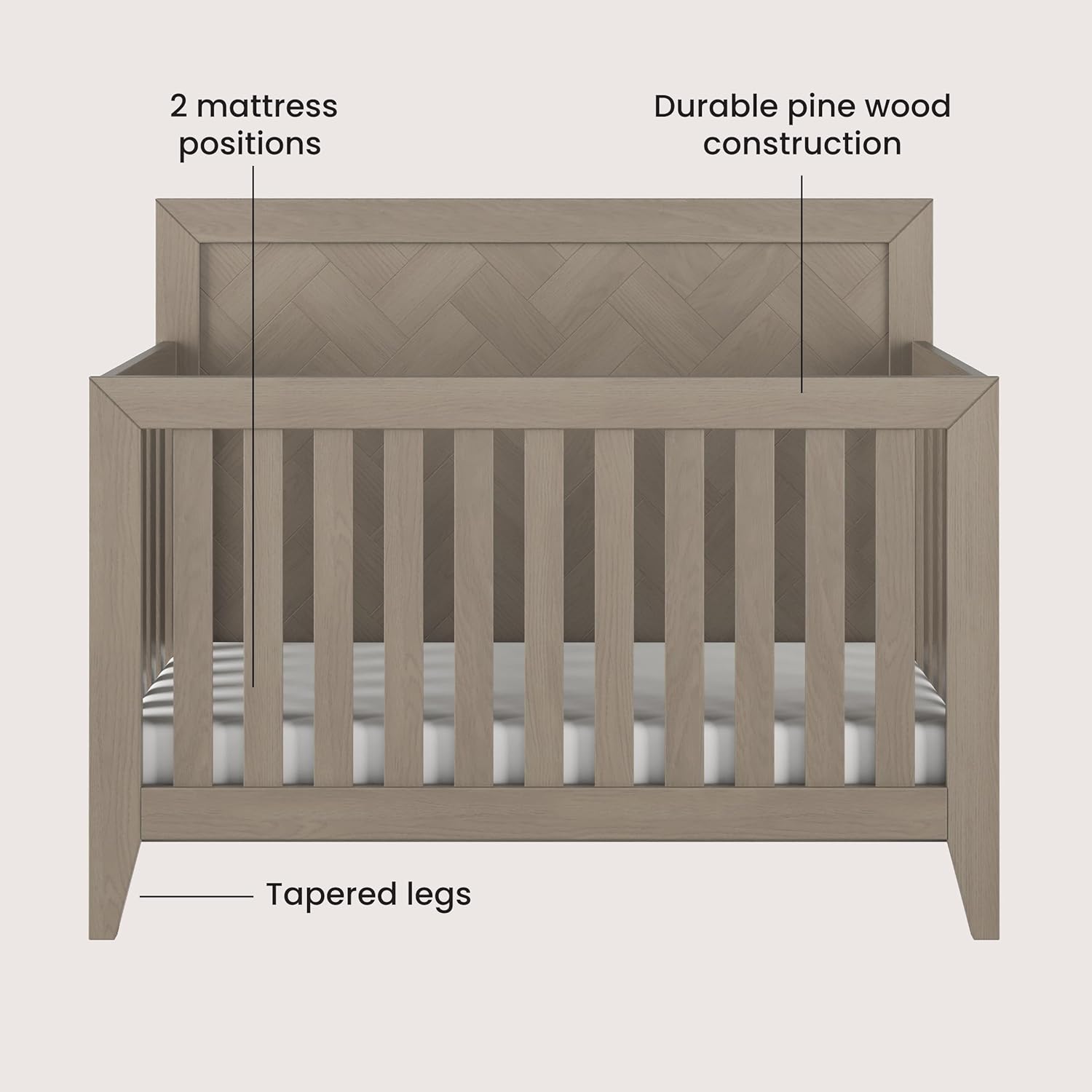 Child Craft Kieran 4-in-1 Convertible Crib, Baby Crib Converts to Day Bed, Toddler Bed and Full