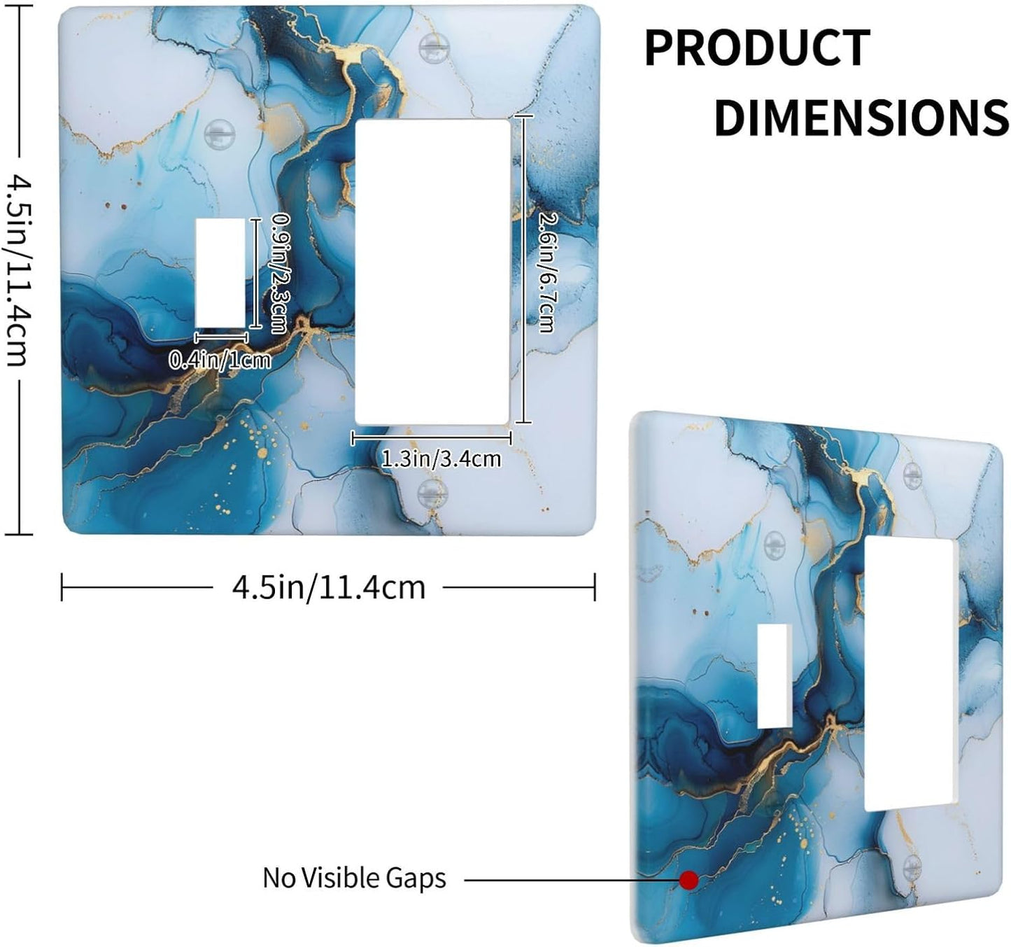 Decorative Outlet Covers Modern Abstract Blue Gold Line Marble 2 Gang 1 Gang Wall Plate Cover Single Toggle Rocker Combo Light Switch Cover Plate Face Plate for Bedroom Home Decor