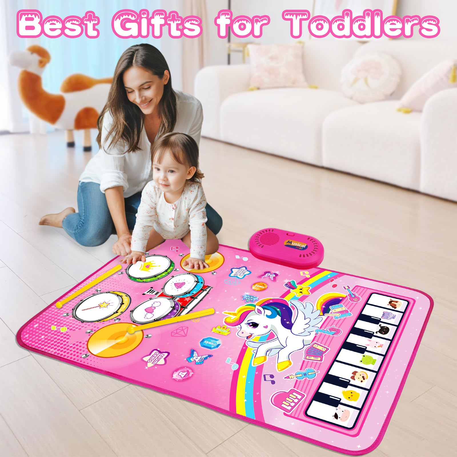 Toys for 1 Year Old Girl Gifts: 3 in 1 Baby Music Mat Toddler Toys Age 1-2