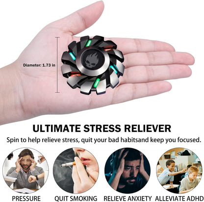 Metal Fidget Spinner High Speed and Silence Colorful Glowing, Cool Mechanical Gear Spinner