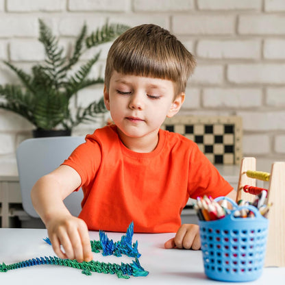 12“Crystal Dragon Without Wings & 9”Winged Articulated Dragon, 3D Printed Bulk Unique Funny Graduation Gifts for Kids, Executive Desk Fidget Toys Adults, Bath Pool Water Toys (Gradient Blue-Green)