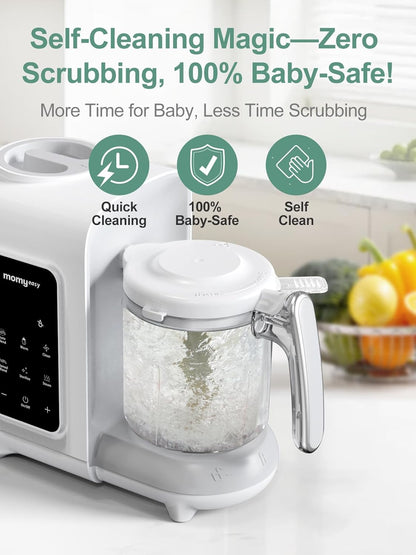 MOMYEASY Baby Food Maker, Baby Food Steamer and Puree Blender, Food Processor Chopper Grinder