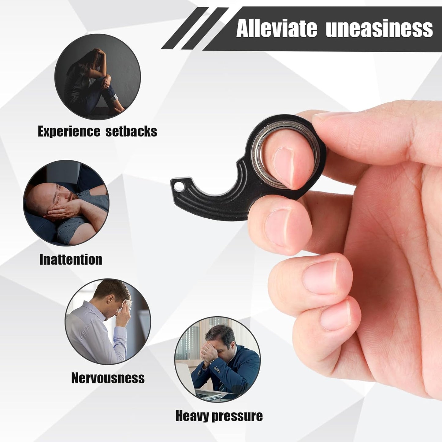 2pcs Key Chain Spinner Fidget Toy, Portable Finger Spinning Keychain with 2pcs Key Ring Funny Key