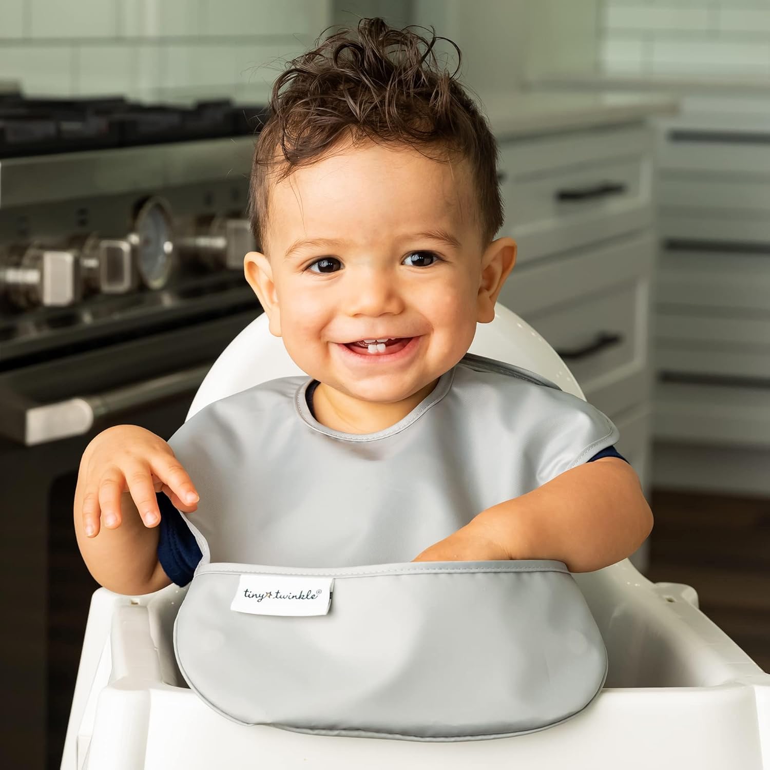 Tiny Twinkle Mess Proof Baby Bibs for Eating - Waterproof, Wipeable Bibs - Toddler Bibs - Travel