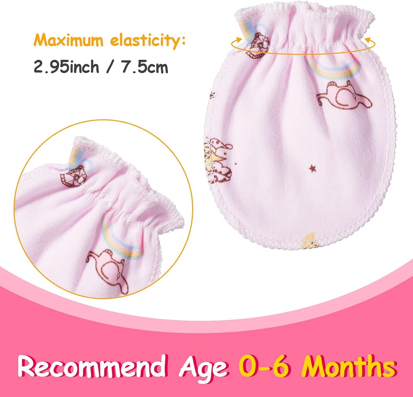 Geyoga 24 Pairs Newborn Baby Mittens Cute No Scratch Mittens Soft Elastic Infant Girl Gloves for 0-6 Months