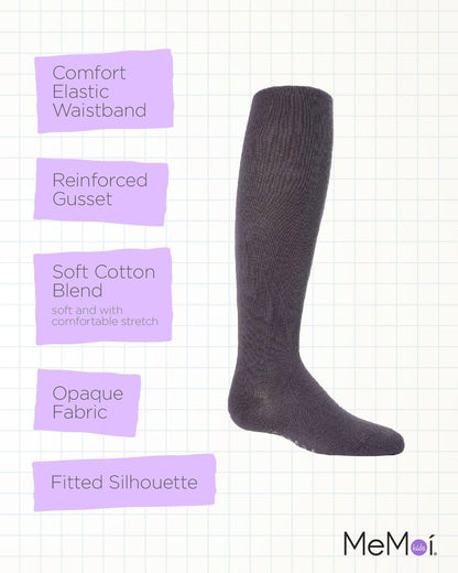 MeMoi Soft Pima Cotton Tights for Girls, Soft and Lightweight Opaque Tights for girls - Sizes 8 to 16
