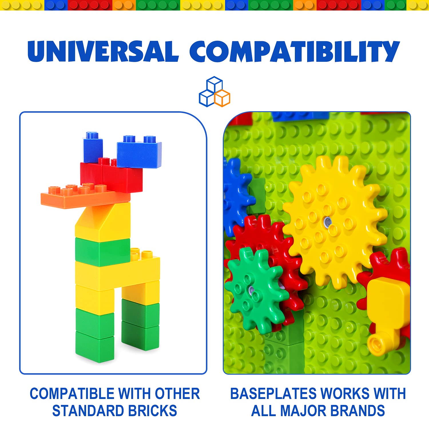 Large Building Blocks for Toddlers Kids Age 2-5, 100 PCS Set with Baseplate