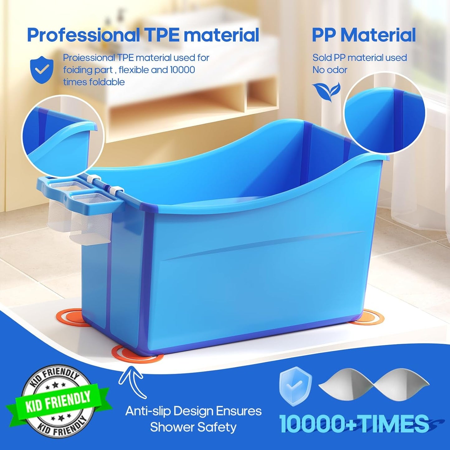 Collapsible Baby Bathtub Foldable Bathtub for Toddler Portable Large Foldable Bath Tub Bathtub for
