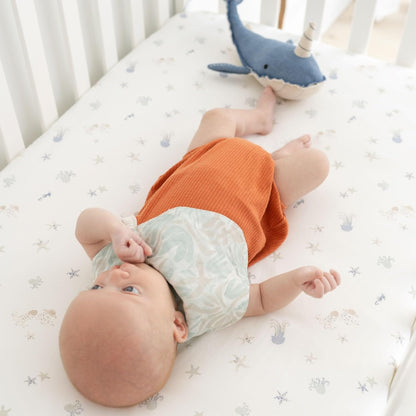 Crane Baby 100% Cotton Animal Nursery Sheet with Jellyfish Design, Neutral Crib Sheets, Fitted