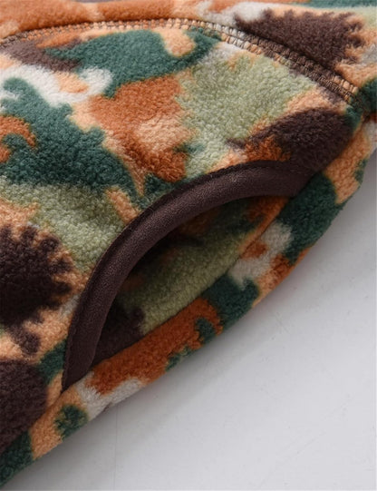 Kids Printed Polar Fleece Jacket Toddler Baby Boys Girls Autumn Winter Warm Sherpa Lining Outerwear Soft Lightweight