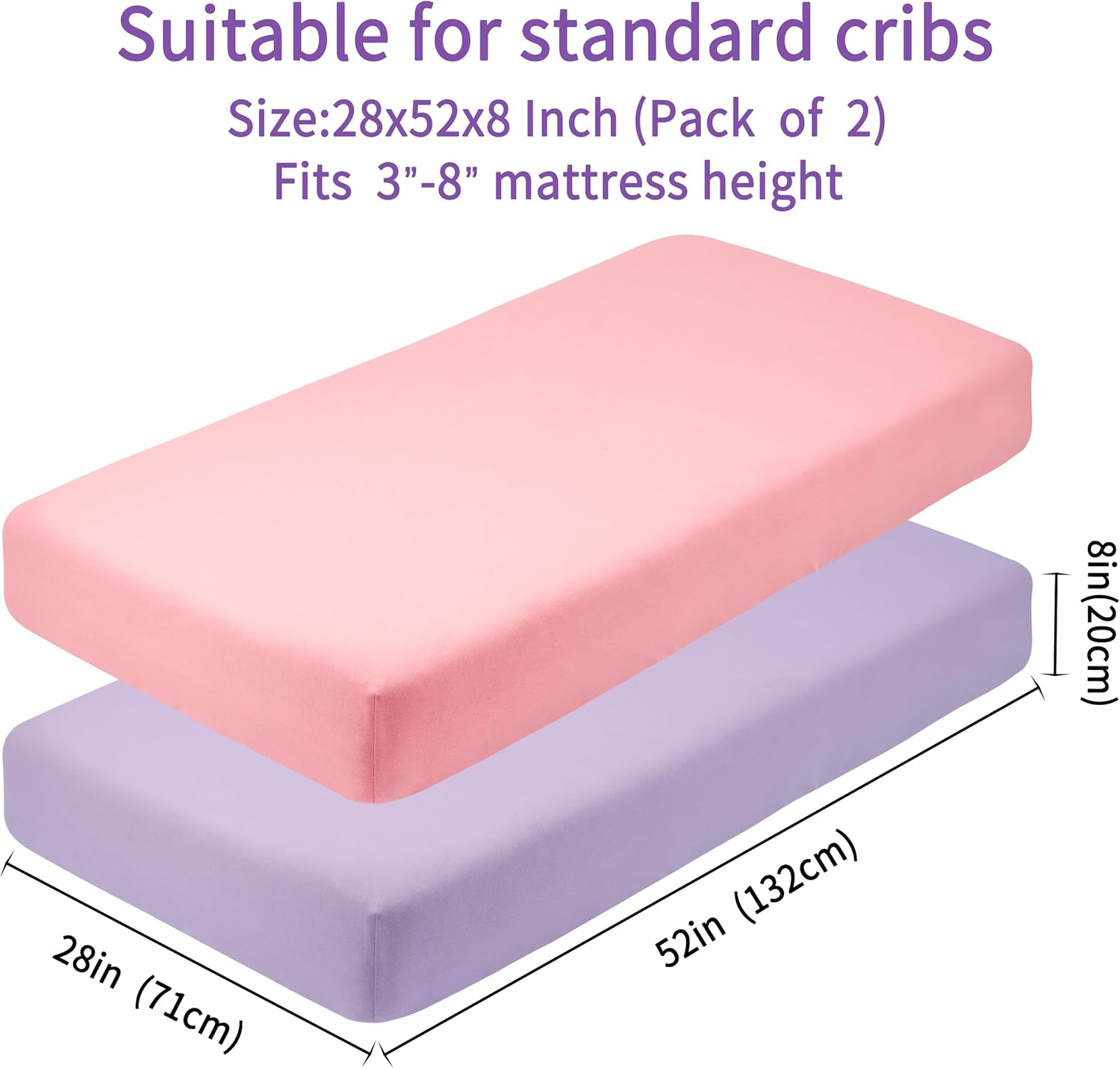 Crib Sheets for Boys Girls,100% Cotton Fitted Crib Sheet 2 Pack for Standard Crib and Toddler