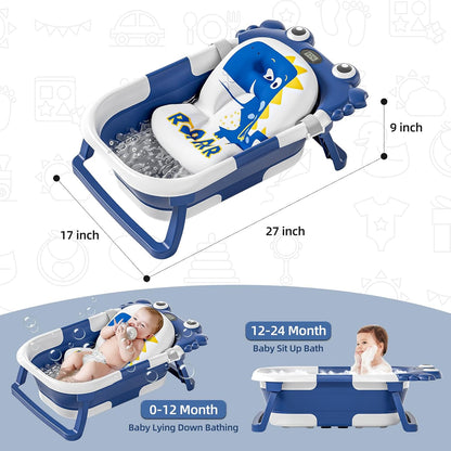 Collapsible Baby Bathtub for Newborns to Toddler with Real-time Temp Monitor & Floating
