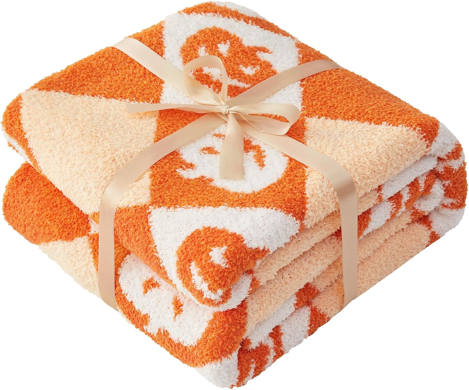 CYMULA Halloween Knit Throw Blanket - Pumpkin Blanket for Couch, Soft Cozy Lightweight Fluffy