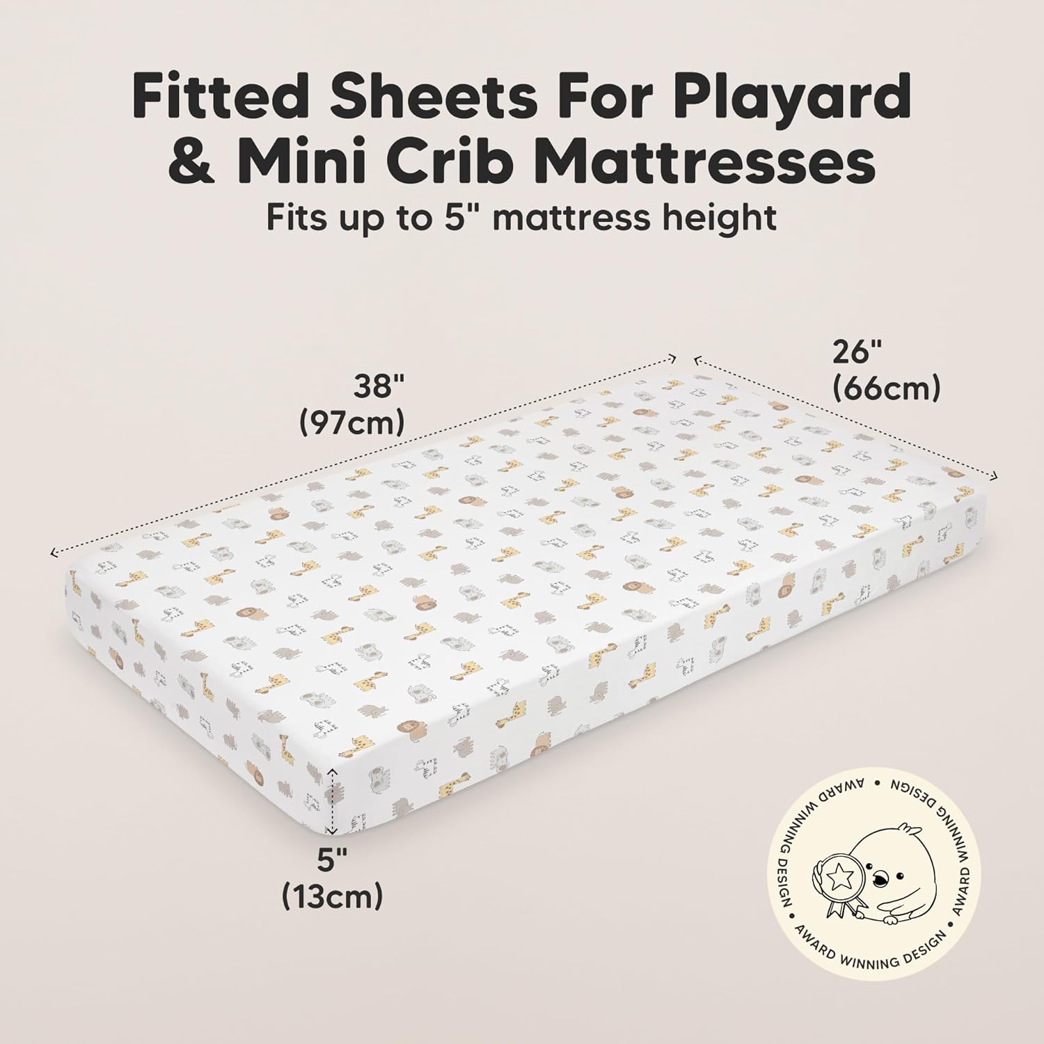 2-Pack Mini Crib Sheets Fitted - 38x26 Pack N Play Sheets for Pack and Play Mattress, Organic