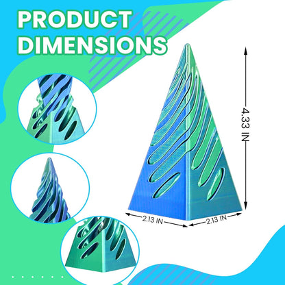 Impossible Pyramid Passthrough Sculpture, 3D Printed Spiral Cone Fidget Toys, Anxiety Relief Pass Through Pyramid Fidget Toy, Stress Relief Desk Toy Adults, Christmas, Birthday Gifts (Green Blue)