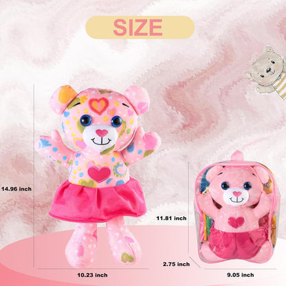 Coloring Plush Toy with 5 Washable Markers for Little Girls Doodle Dolls for Kids Ages 4-6 Birthday (Pink Bear)