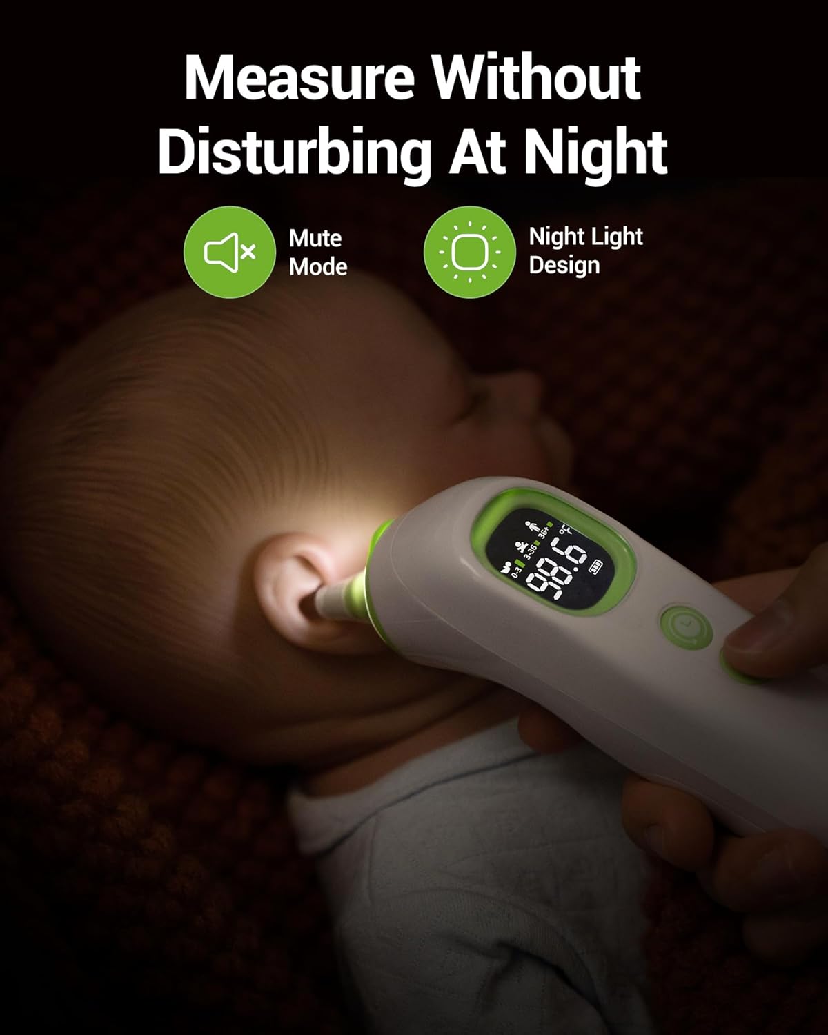 Ear Thermometer with Heated Probe, High Accuracy Thermometer for Kids, Adults and Babies with 32