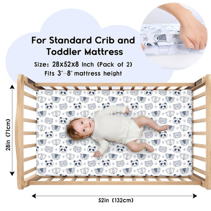 Yoofoss Baby Crib Sheets for Boys Girls, Fitted Crib Sheet 2 Pack for Standard Crib and Toddler