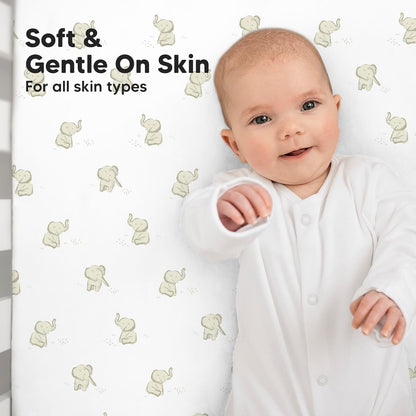 KeaBabies 2-Pack Baby Crib Sheets for Boys, Girls - 52x28 Viscose Derived from Bamboo Toddler Bed