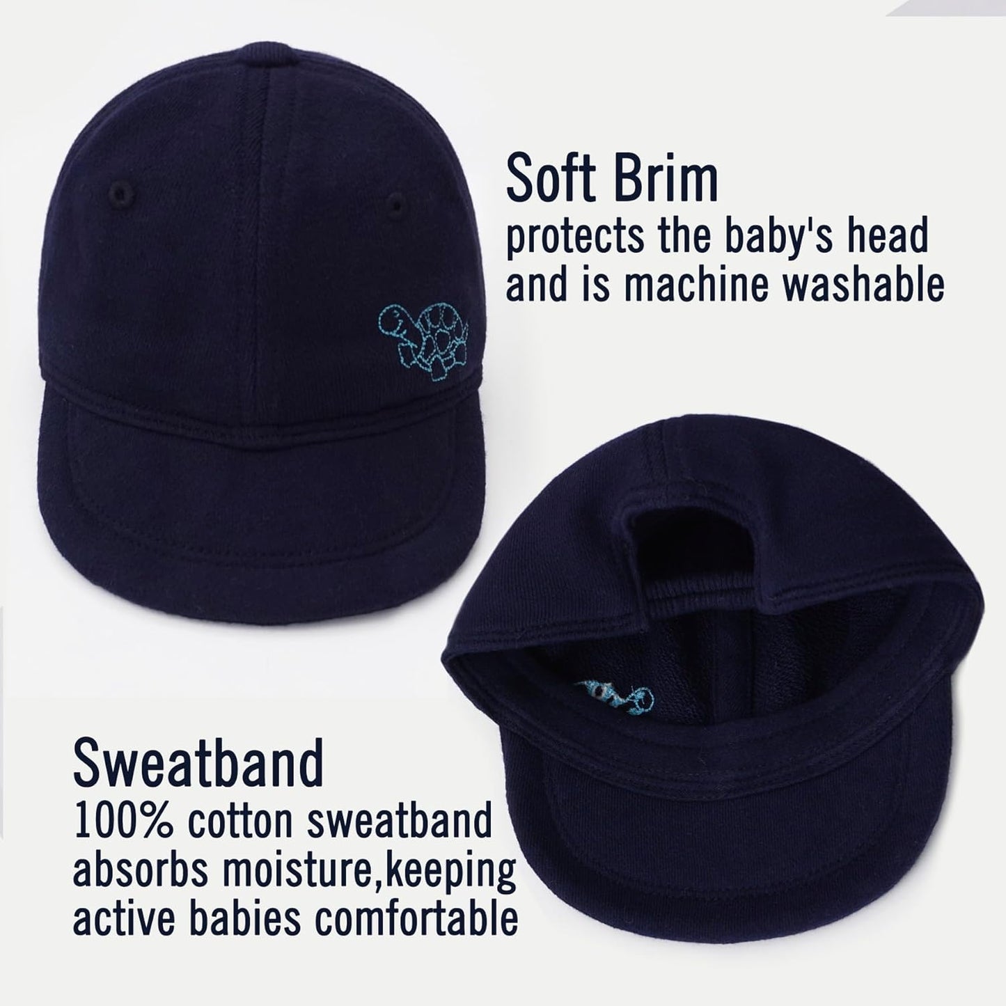 Keepersheep Baby Baseball Cap Infant Sun Hat, Cotton Knit with Soft Brim, Adjustable Soft Newborn Toddler Cap