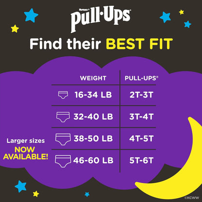 Pull-Ups Boys' Night Time Potty Training Pants, Size 3T-4T Overnight Training Underwear (32-40 lbs), 72 Ct