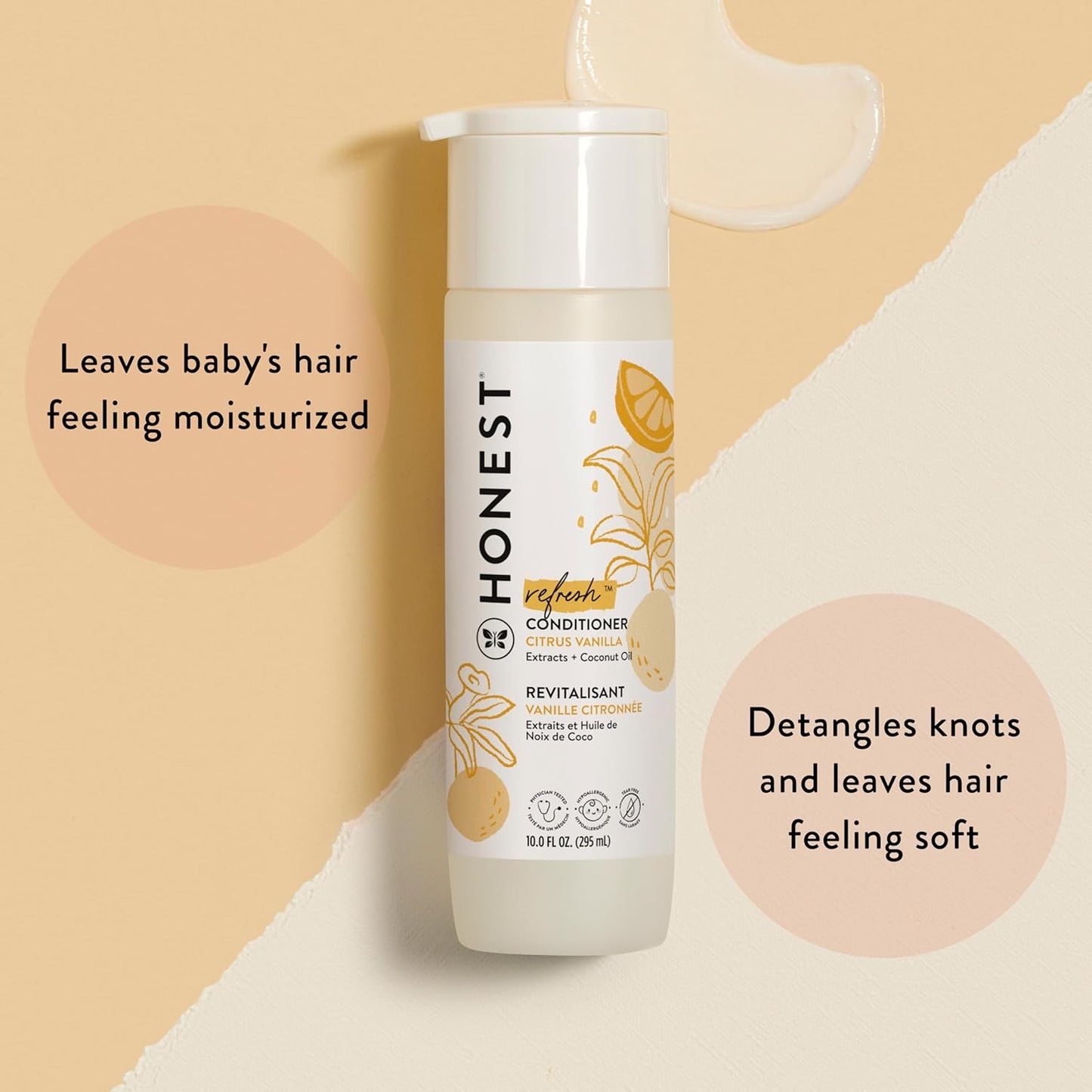 The Honest Company Silicone-Free Conditioner | Gentle for Baby | Naturally Derived, Tear-free