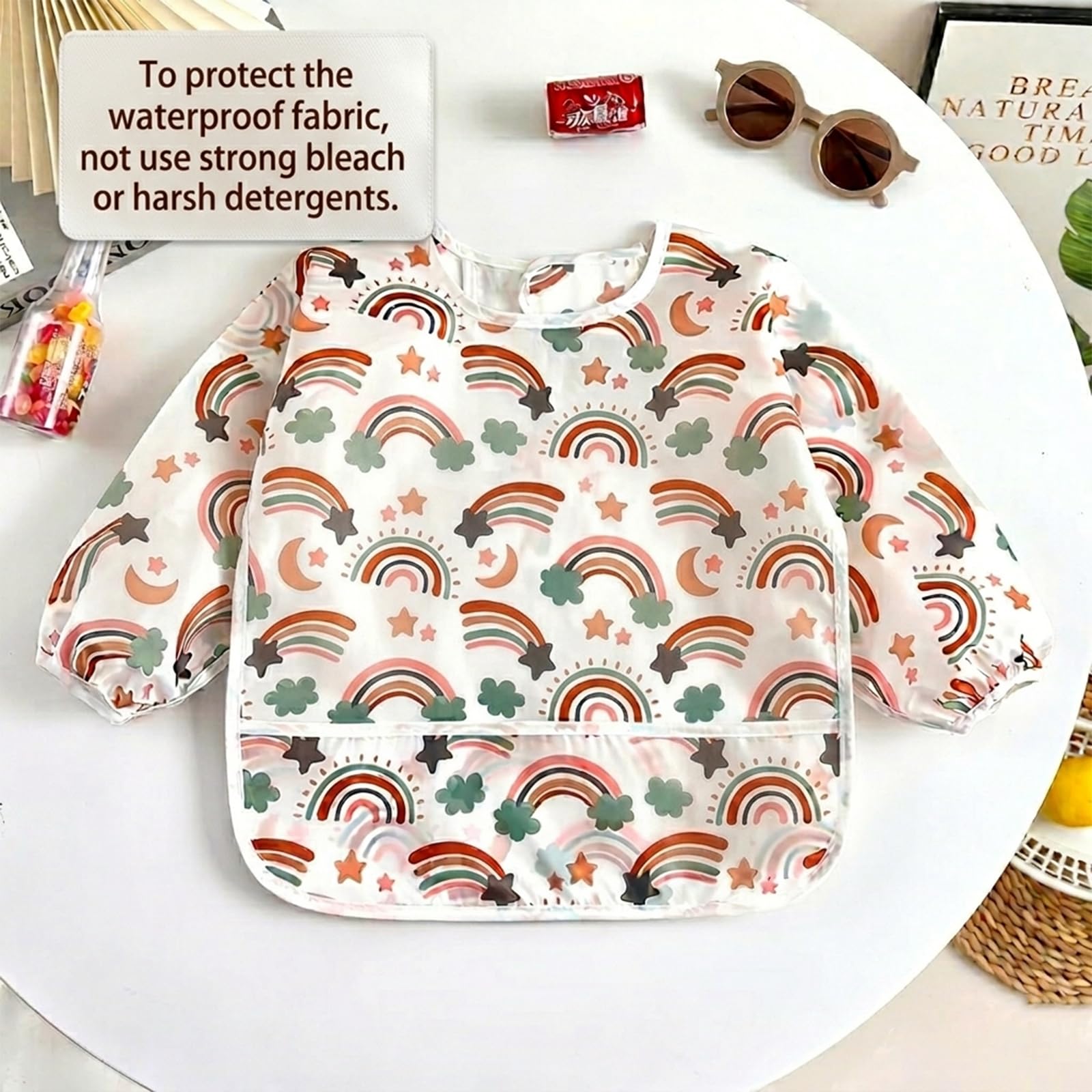 PandaEar 5 Pack Baby Long Sleeve Bibs| Waterproof Full Sleeve Bib for Baby Infant Toddler 6-36
