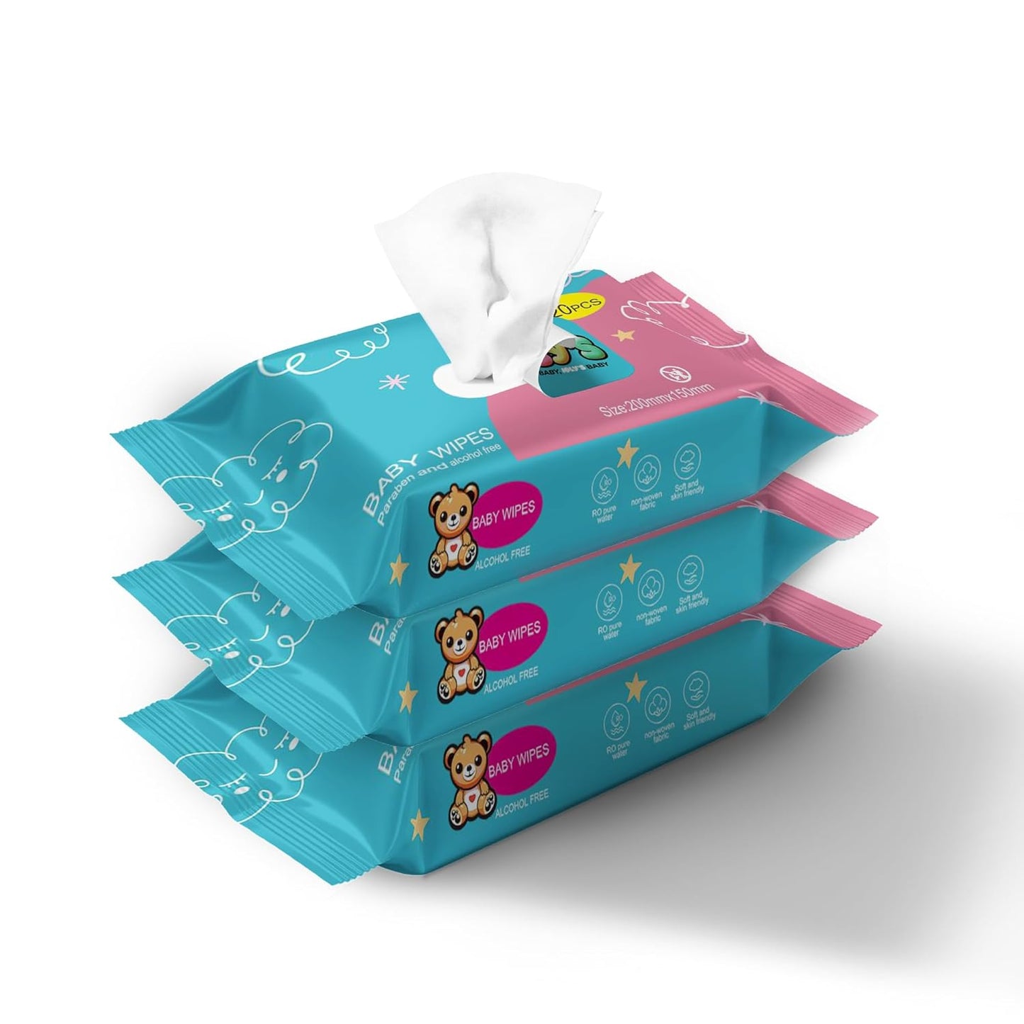 Ioly's Baby Wipes Unscented Wet Wipes 99% Water Based with Aloe Vera Fragrance Free Travel Pack 20 ct Hypoallergenic Water wipes for Sensitive Skin Toallitas Húmedas para Bebés Bulk Available