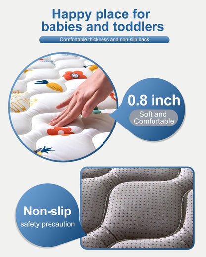 Odorless Premium Foam Baby Play Mat 79" x 59", Soft Microfiber Fabric Crawling Mat for Floor- Comfortable and Hypoallergenic, Non-Slip Cushioned Floor Playpen mat for Infants,Babies,Toddlers