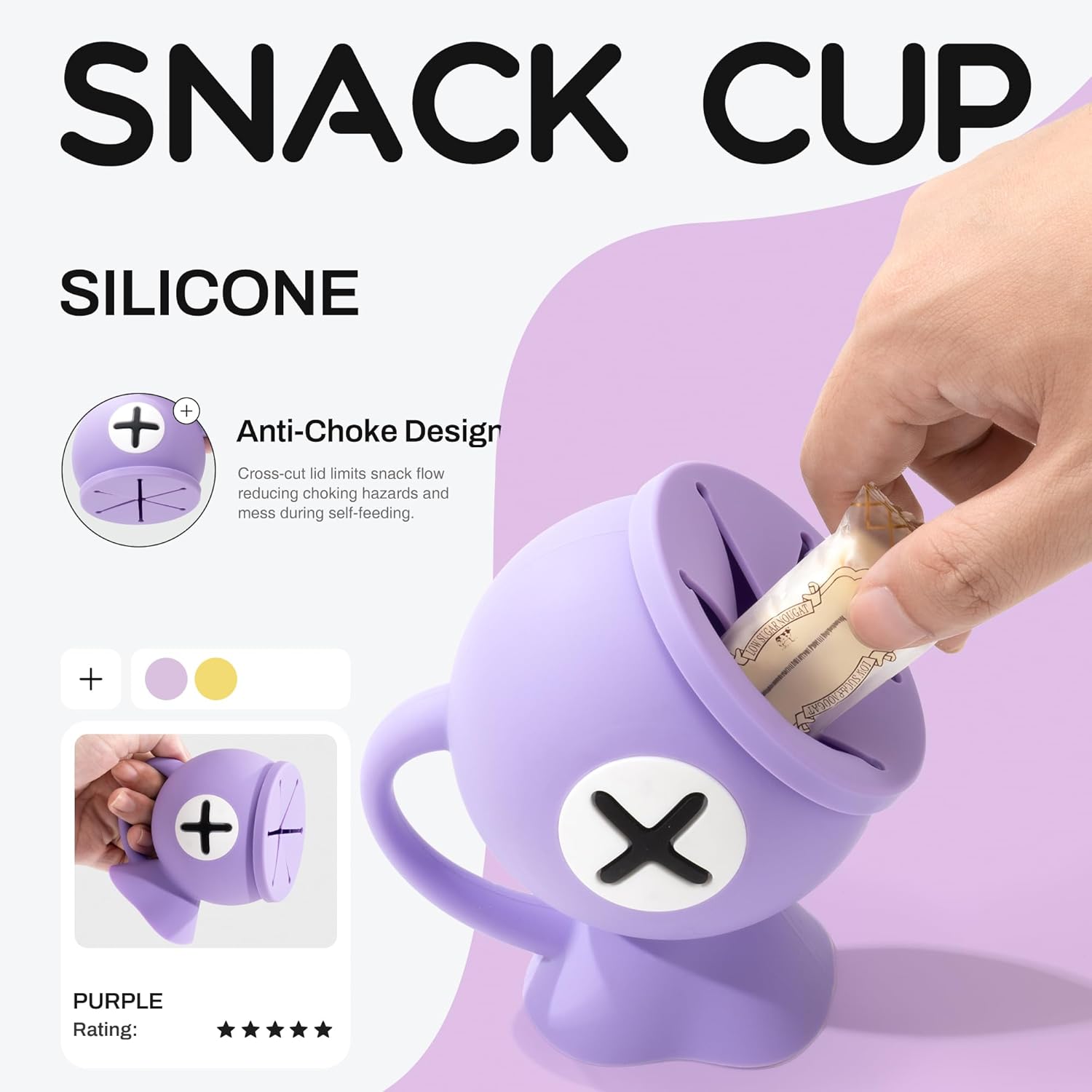 Li&Zhao Toddler Snack Cups - Baby Snack Containers Silicone Snack Cups for Toddlers Spill Proof